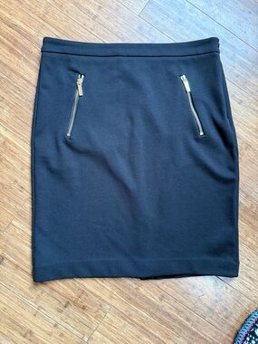 Michael Kors Black Pencil Skirt with Gold Zip Pockets!